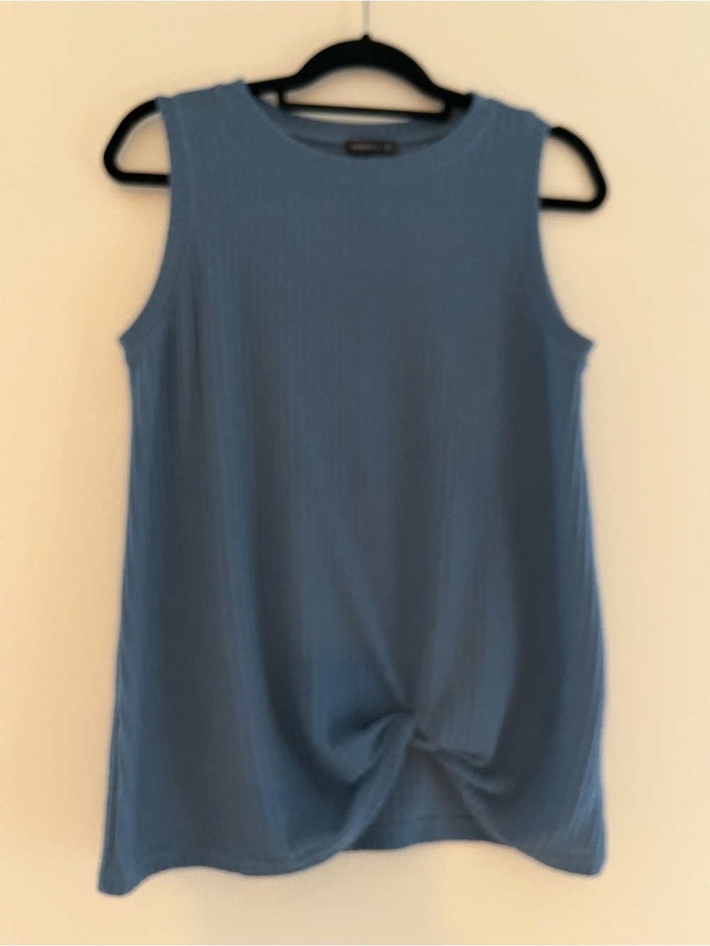 Waffle-Knit Sleeveless Tank Top in Slate Blue
